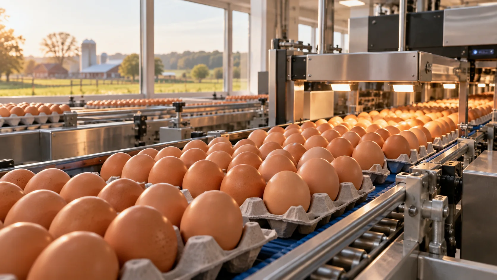 Conceptual image of fresh egg sorting
