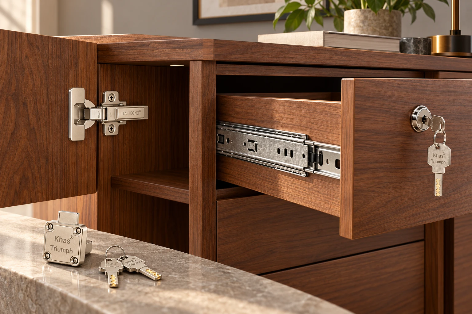 Cabinet fittings showcase based on Home Hardware Store hinges, drawer slides and keyed drawer locks