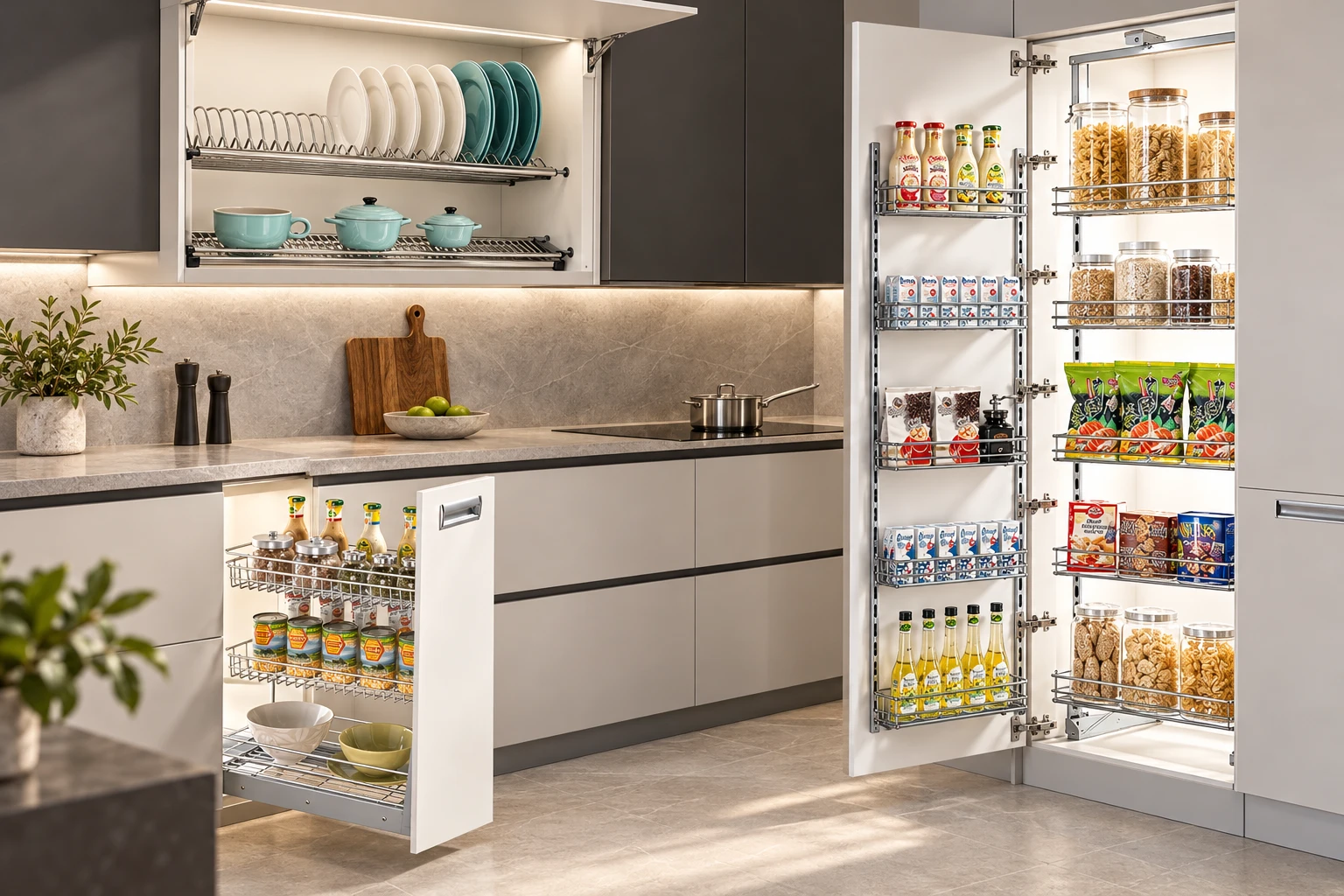 Wellmax kitchen pull-out basket, dish rack and larder unit from Home Hardware Store